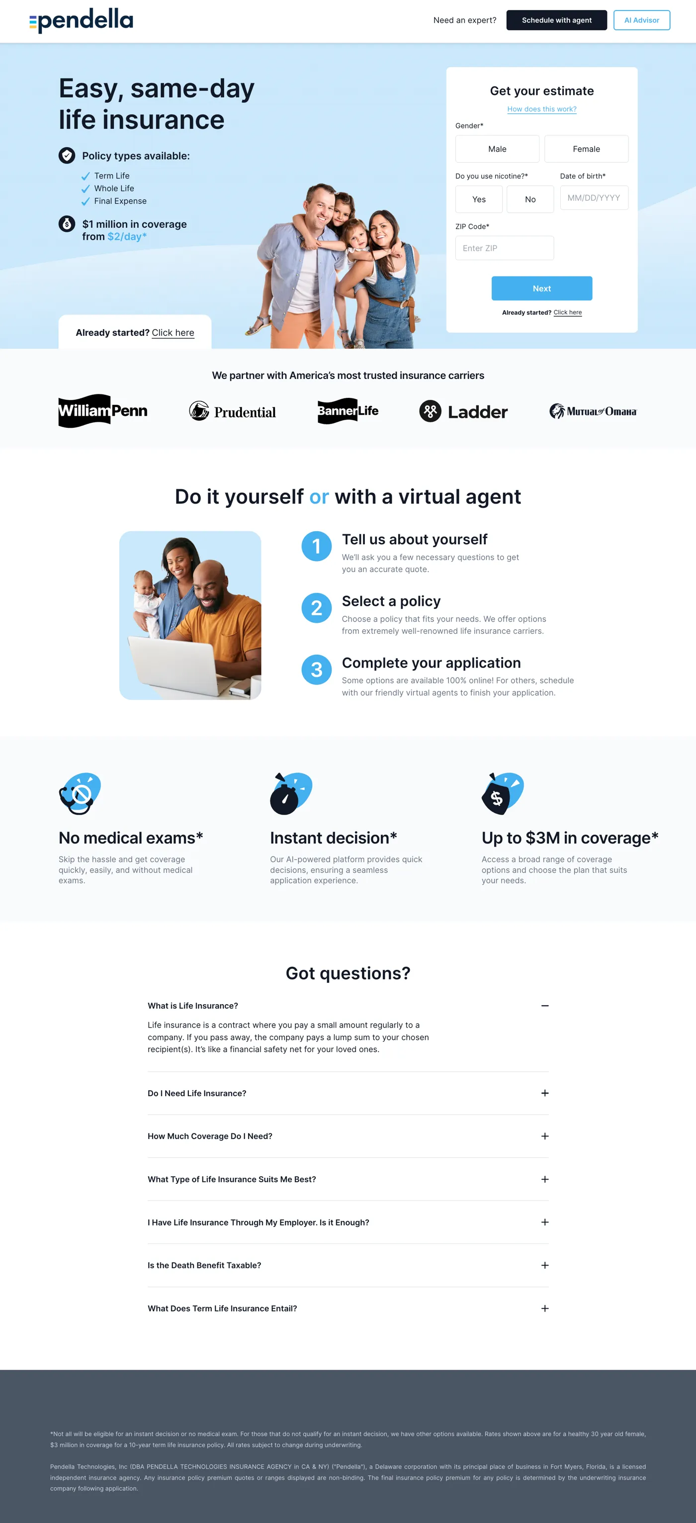 A landing page designed by Cultre